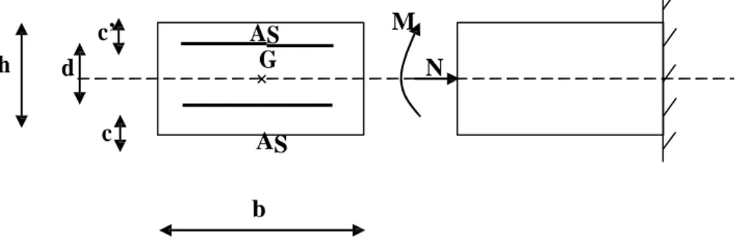 Figure III.1.2 : Section rectangulaire soumise à la flexion h : épaisseur de la section=10cm.