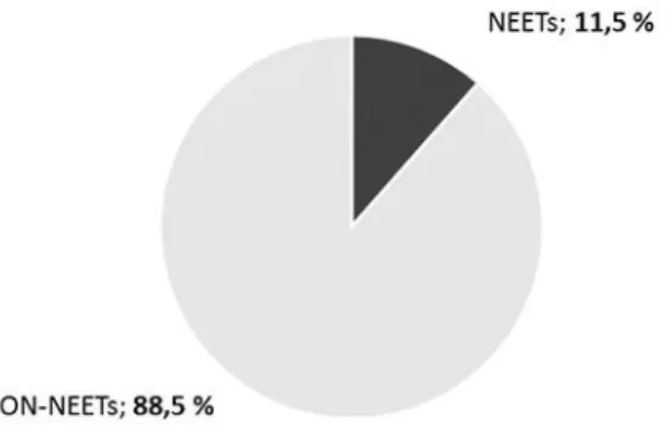 Figure 5 : Taux de NEETs en France au cours du temps (Eurostats, 2018) 