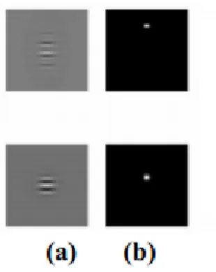 Figure II.2:  (a) filtres de Gabor en domaine spatial, (b) domaine fréquentiel 