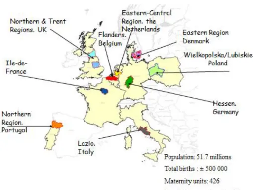 Figure 4.1 Les régions européennes de la cohorte MOSAIC 