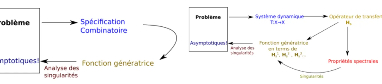 Figure 2: La combinatoire analytique et son prolongement `a l’analyse dynamique.