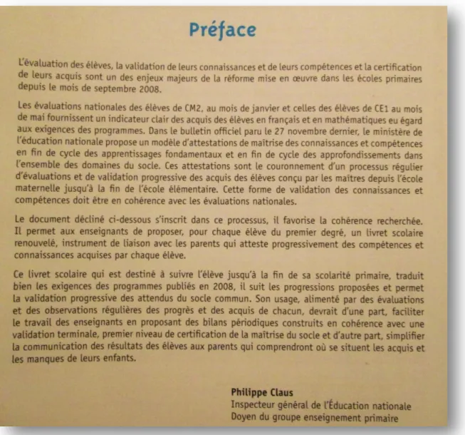 Figure 2 : Préface du livret SCEREN 