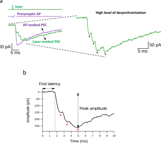 Figure 6-5. Comparison between the optimal situation where a high level of desynchronization of single  fusion  events is obtained vs