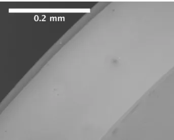 Figure 2.12 – Bord de l’empreinte d’une goutte millimétrique sur une surface de PDMS silanisé