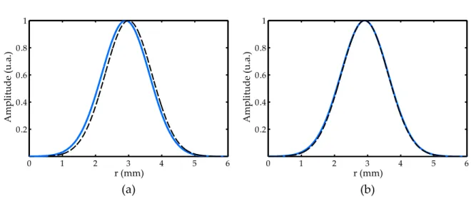Figure 2.5 : Profil de l’anneau obtenu par le produit de convolution (en trait plein) et profil