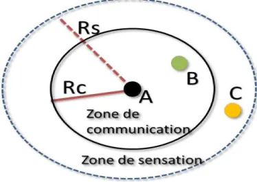 Figure 1.8 : Rayon de communication et de sensation [4]. 