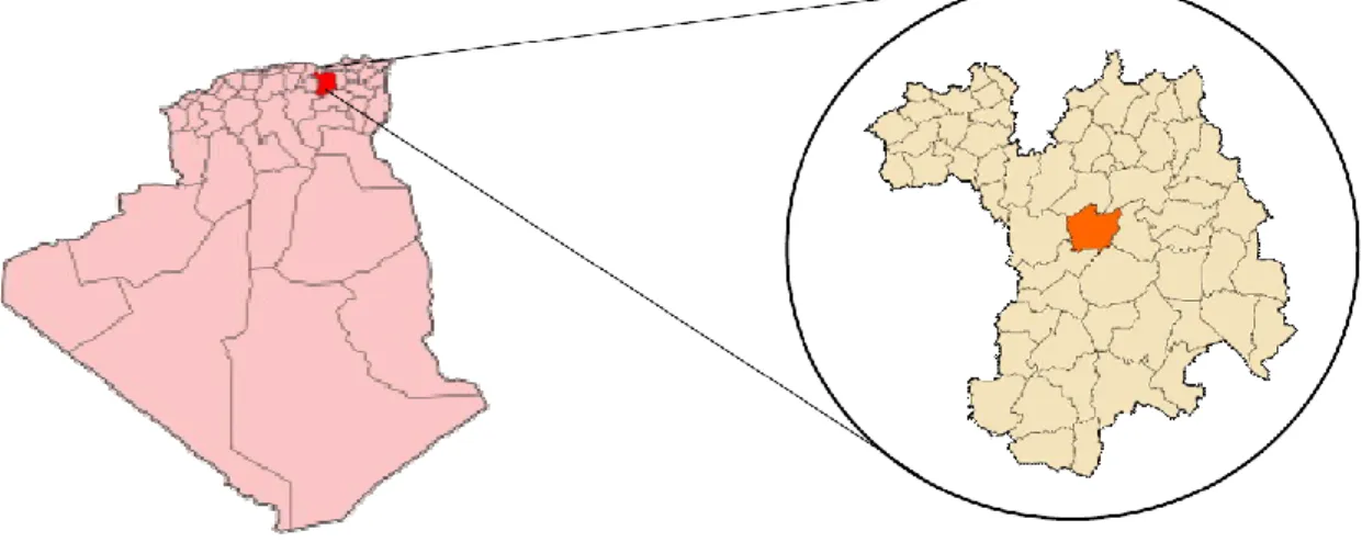 Figure 4 : Carte de localisation géographique du site d’étude (Wilaya de Sétif).  II.2