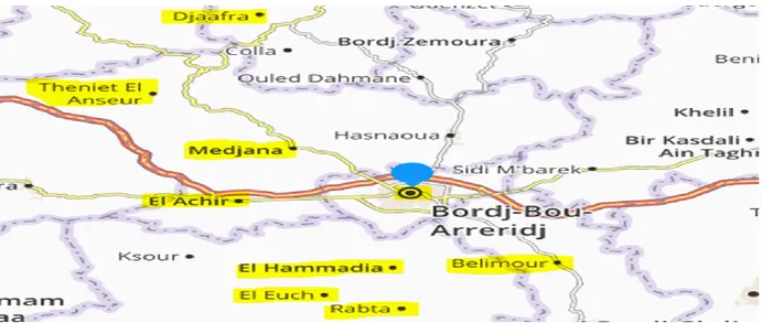 Figure 10. Carte des Différentes communes enquêtées de la wilaya de Bordj-Bou-Arréridj  