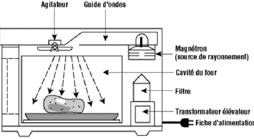 Figure 04 : schématisation du différent composant du four à micro-ondes (Sofiane, 2009)