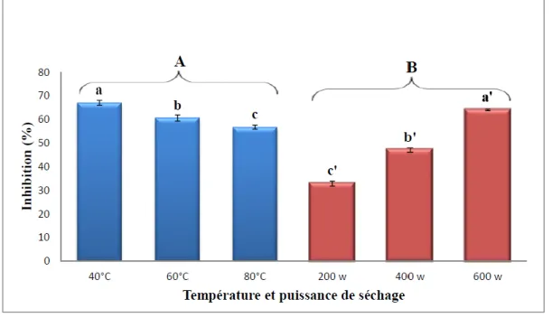Figure 11 : Activité antiradicalaire (DPPH) des extraits séchés. 