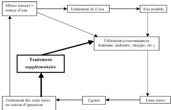 Figure 3: la réutilisation des eaux usées épurées dans le cycle  d’assainissement. 