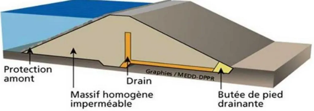 Figure I.2. Profil du barrage homogène.  I.6.1.2. Barrage à noyau 