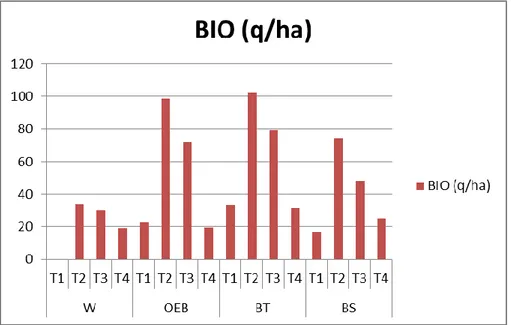 Figure 08 : Biomasse chez les variétés et les traitements.  1.3 Rendement 