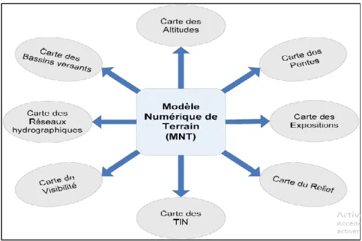 Figure 03 : les dérivées du modèle numérique de terrain (Hadjadj, 2011). 