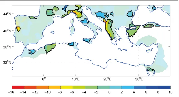 Figure  2 :  Évolution  moyenne  (mm/saison)  des  précipitations  cumulées  par  saison  humide  (septembre à avril) sur lebassin méditerranéen pour la période 1950-2013 (Raymond et al., 2016)