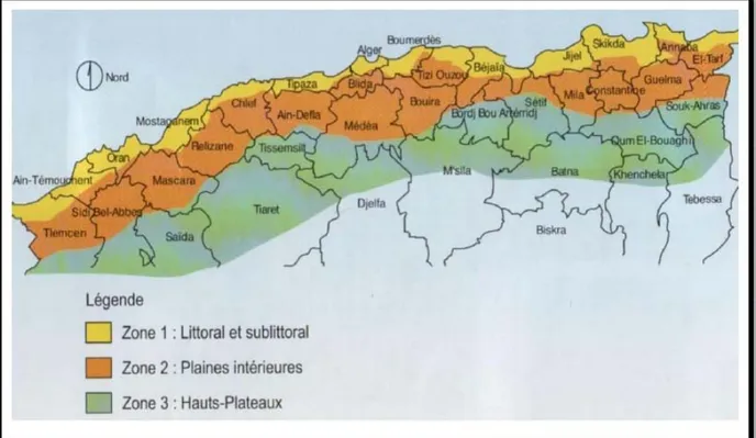 Figure 2 : Localisation des aires de production des céréales en Algérie (Boufenar-Zaghouane 
