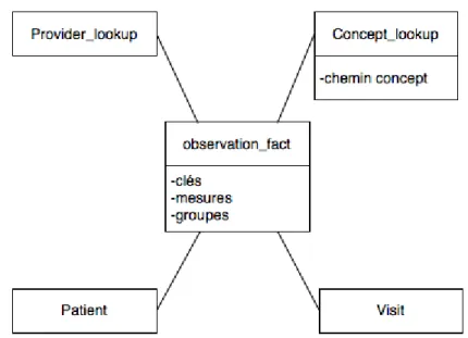Figure 2.6 – Le modèle dimensionnel d’i2b2 s’apparente à une structure verticale de type EAV.