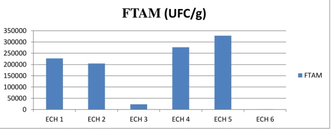 Figure 2:Résultats de dénombrement des flores mésophile aérobie totale (FTAM) dans                   
