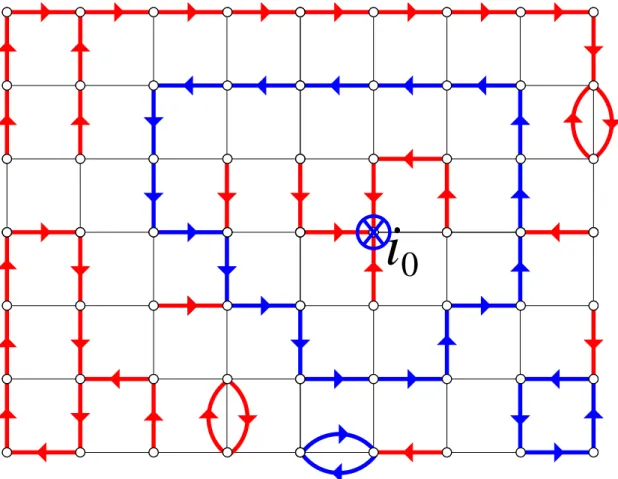 Figure 5 – Preuve du théorème de Kirchhoff : un diagramme rouge/bleu intervenant dans le développement de det L (i 0 ) .