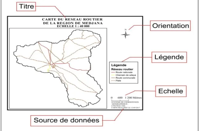 Figure 1: Les différentes composantes de la carte (Madaci et Madadi., 2017)  I.3. Les différentes branches de la cartographie 