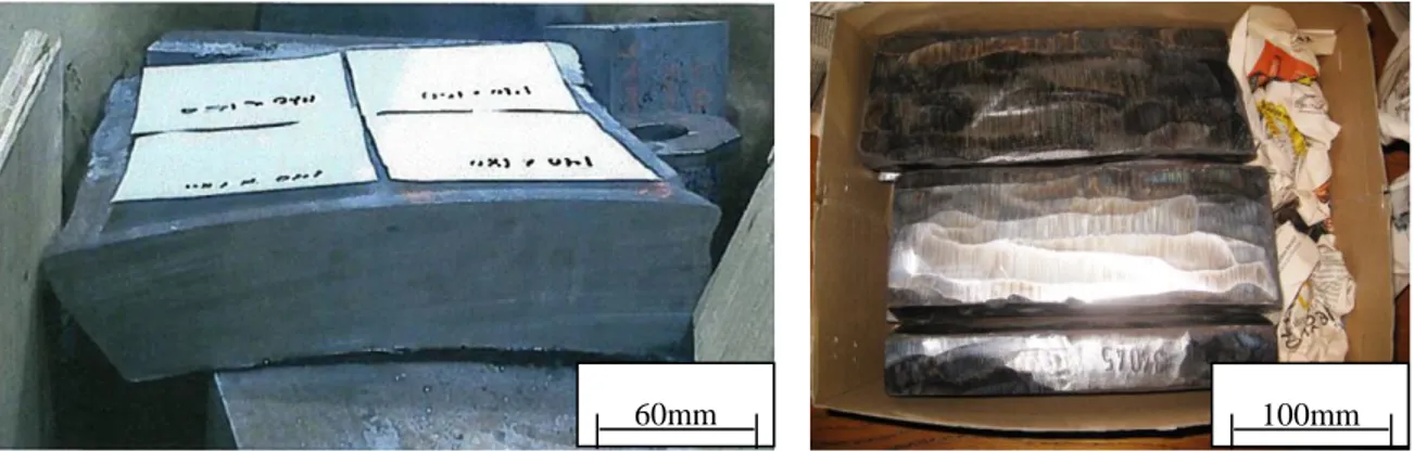 Figure 2-1 : Les blocs d’aciers étudiés résultant du découpage des aubes effectuées par  plasmas ou à l’arc-air