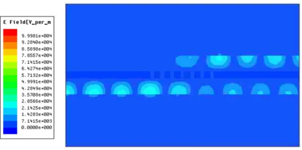 Figure  ‎ 3-7:  A  top  view  plot  of  the  E-field  of  the  LSM 10   mode  in  a  Type  A  iSINRD  directional 