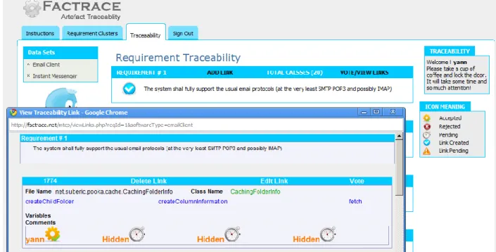 Figure 1.2 Excerpt of Factrace GUI