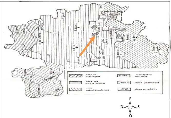 Figure 02 : Localisation des sols salés dans la wilaya de Sétif 