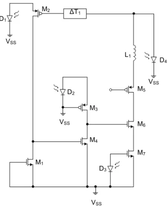 Figure 3.16 : réduction du circuit de génération d’impulsions magnétiques après l’activation du  transistor  M 5 