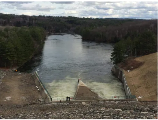 Figure 2-15: Outlet conduits downstream of the dam, looking south east, 2015.
