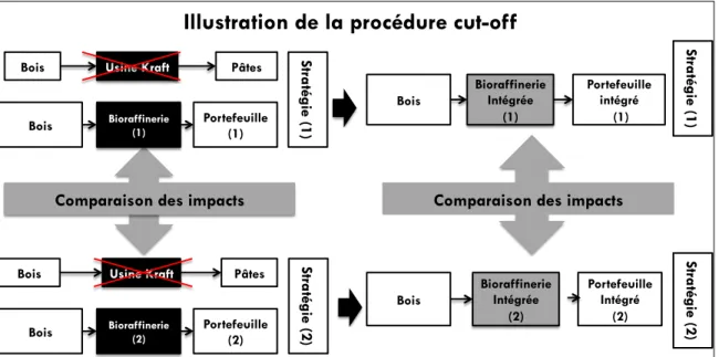 Figure 3.3 : Représentation schématique de la procédure cut-off, appliquée au système formé par  l’usine et la bioraffinerie 