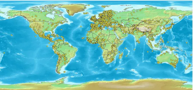 Figure N °1 : Répartition des zones humides mondiales  