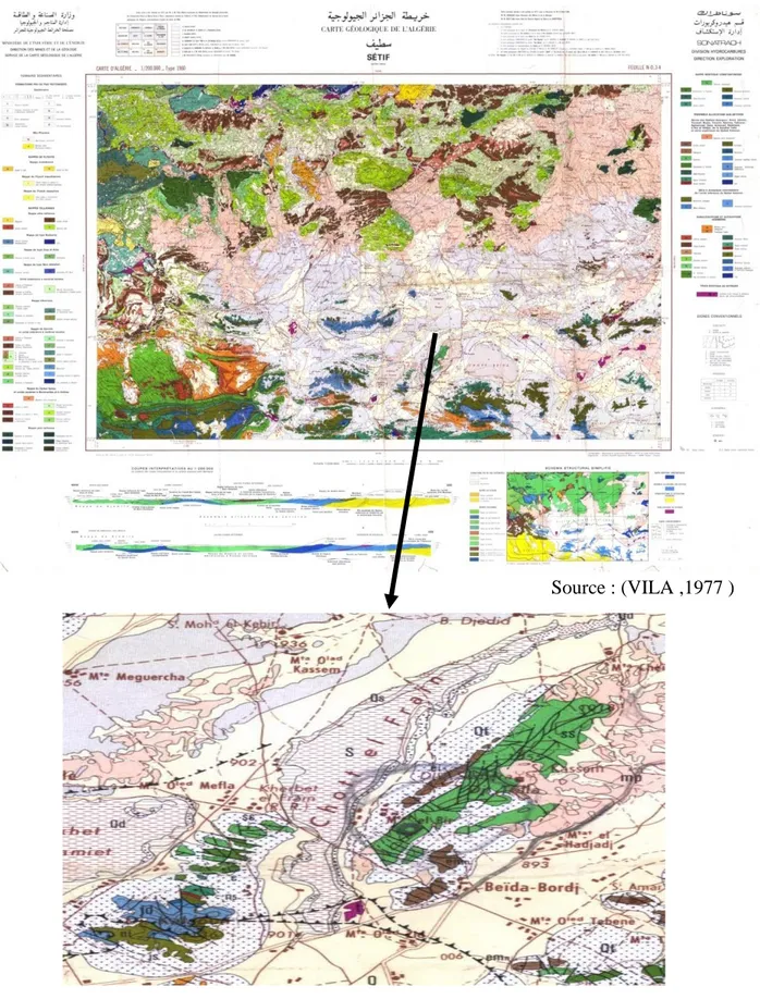 Figure 04 : carte géologique de wilaya de Sétif_ chott el frain _ 