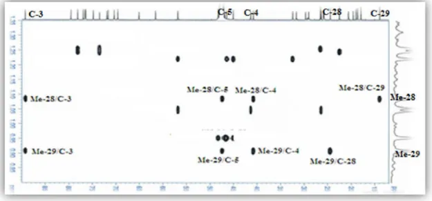 Figure III.11: Spectre HMBC de la partie génine du composé 1