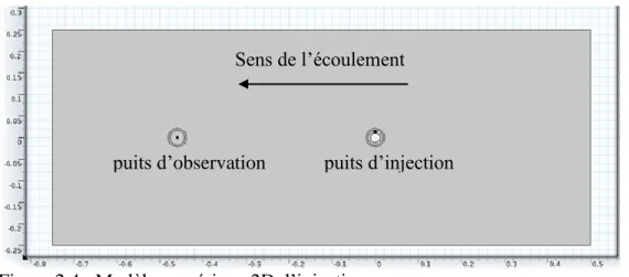 Figure 2.4 : Modèle numérique 2D d’injection 