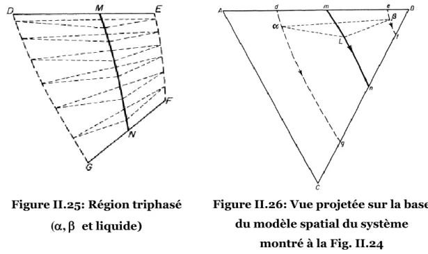 Figure II.28: Vue projetée du  système sur laquelle la vallée  eutectique montre un minimumFigure II.27: Vue projetée du 