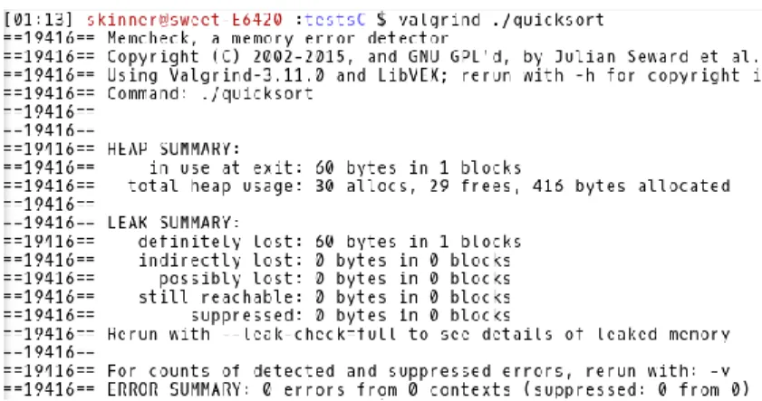 Figure 1: Exemple de sortie de valgrind sous Linux  Perf 