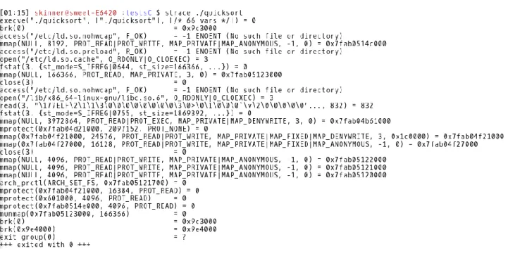 Figure 3 : Exemple de sortie de strace sous Linux  ftrace 