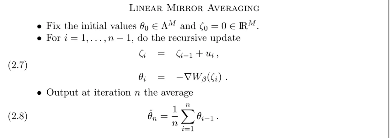 Figure 2. Linear Mirror Averaging algorithm (lma).