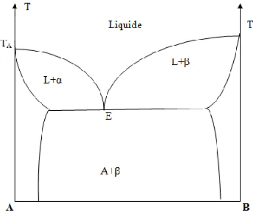 Figure I.5 : Diagramme de phases binaire eutectique 