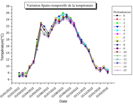 Figure II.2.1 : Variation spatio-temporelle de la température pendant une année   
