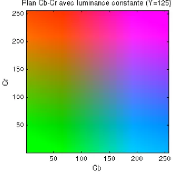 Figure 3.5 Composantes Cb et Cr de l’espace YCbCr.