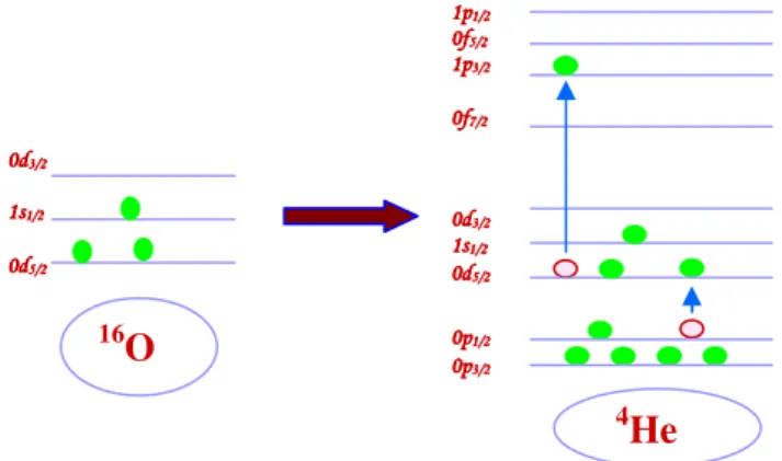Figure  4–1  :  Passage  de  l’espace  sd  (cœur  inerte  16 O)  à  l’espace  complet  p–sd–pf              