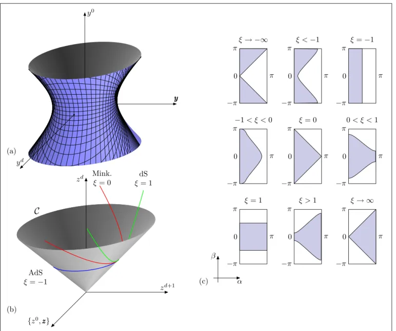 Figure III.1. En (a) : tracé des coordonnées de Gürsey à x 0 = Const. et