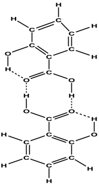 Figure 5: Molécules dimères dans l'acide 1,2-hydroxybenzoïques . 