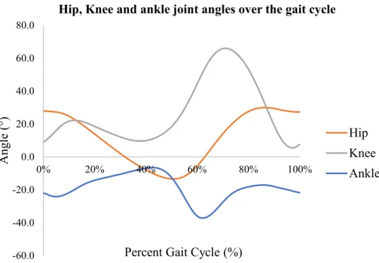 Figure 2-5: Joint torques over the gait cycle  Figure 2-4: Joint angles over the gait cycle 
