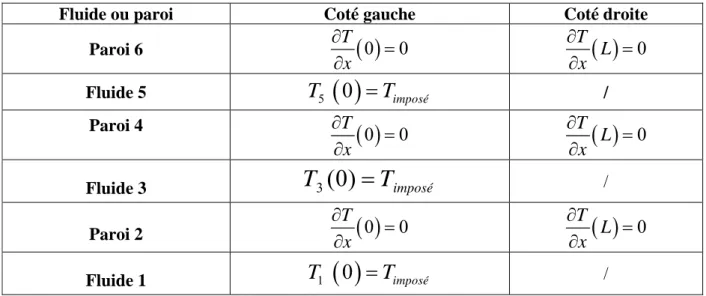 Tableau 3.2 condition à la limite co-courant 