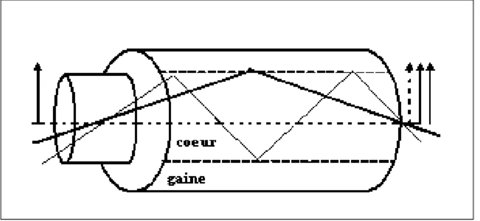 Figure I. 9 : Une impulsion lumineuse très courte en entrée se voit transformer en un train 