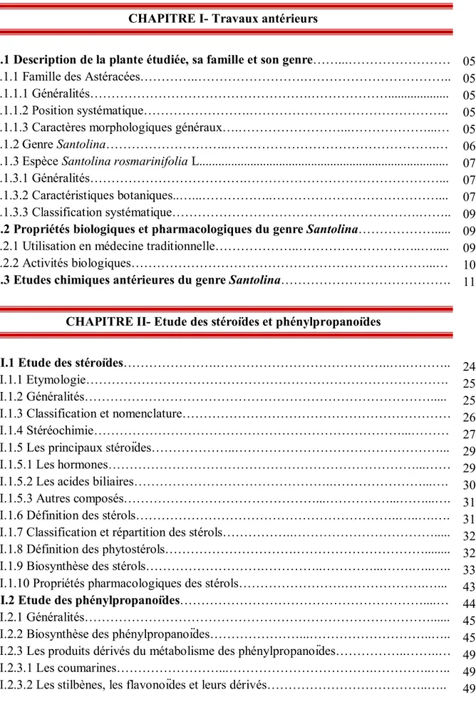 TABLE DE MATIERES