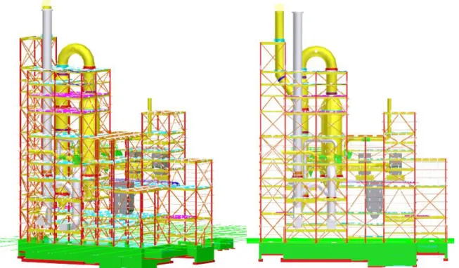 Figure 1.1 : Structure industrielle abritant un procédé vertical. © Hatch Ltée, 2014. Reproduit  avec permission